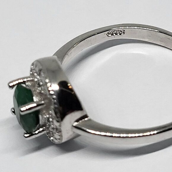 Elite New 1.35ctw Genuine Emerald & Diamond .925 Sterling Silver Size 7 Ring - Picture 5 of 5